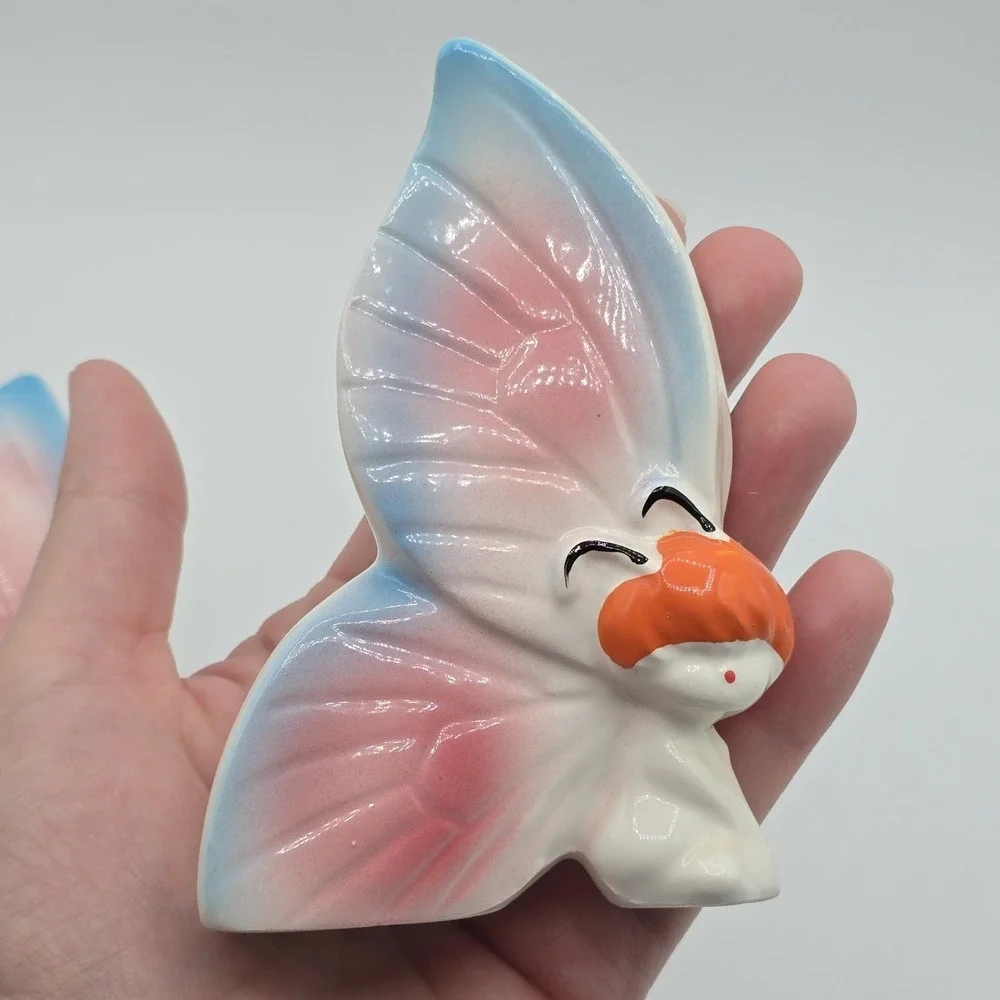 Vintage Fairy Pixie Butterfly Salt And Pepper Shakers Made In Japan